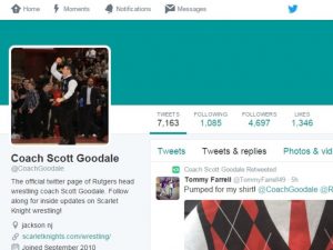 Rutgers coach Scott Goodale's profile photo on Twitter depicts a special memory. (Photo: Twitter)